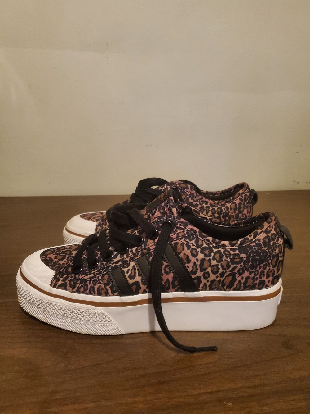 adidas Leopard-Print Platform Sneakers in Black, white and Brown - Picture 8 of 12